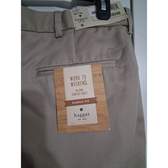NWT Men's Haggar Work To Weekend Classic Fit Khaki Pants Size 36x30 - Picture 7 of 8